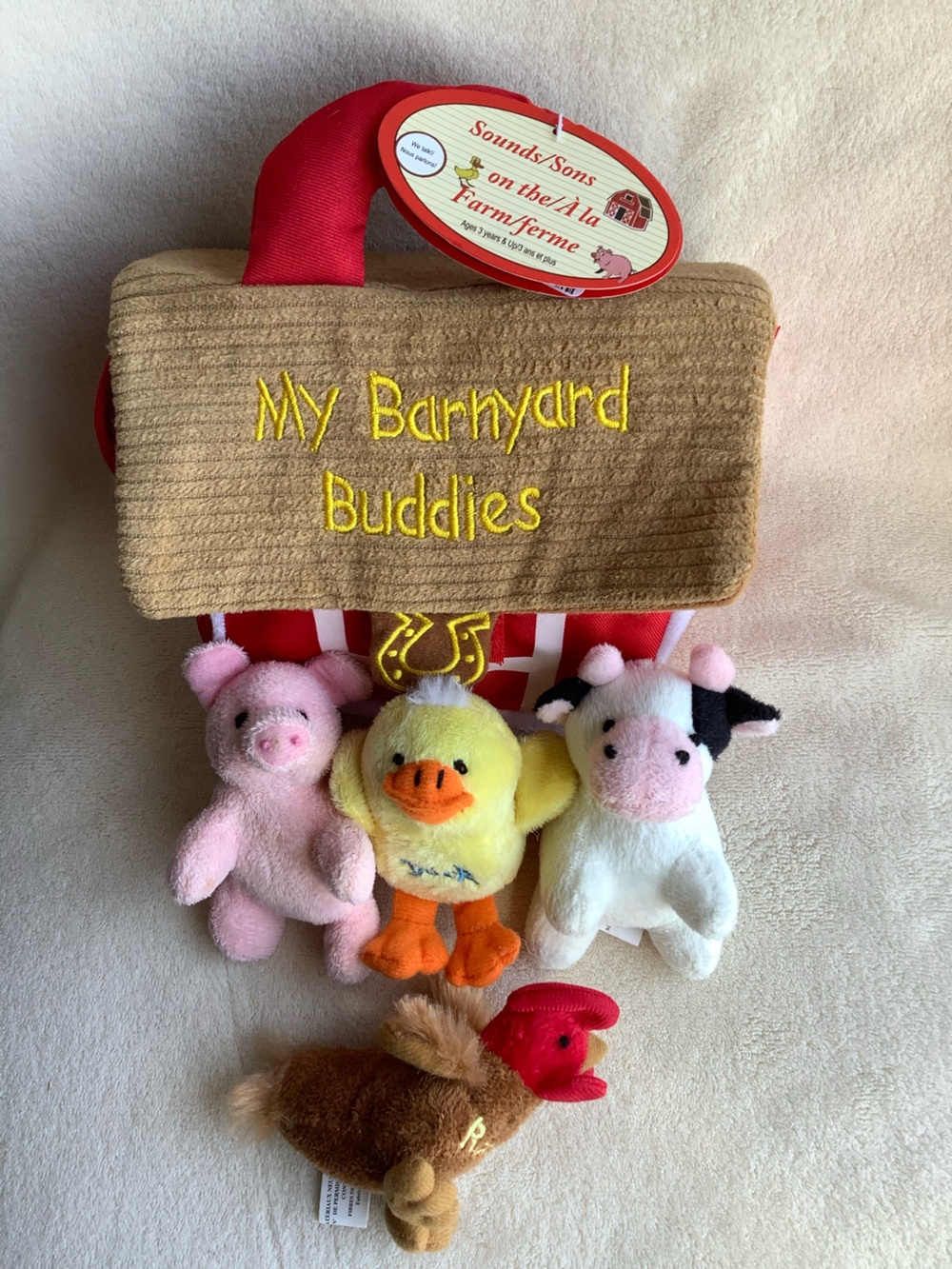 My Barnyard Buddies Plush Farm Animal Set Working Sound Pig Cow Duck Rooster